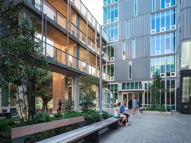 Courtyard view of Barbara Greenbaum House at Tulane