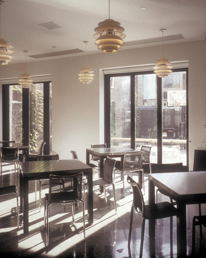 office café area looking out onto patio