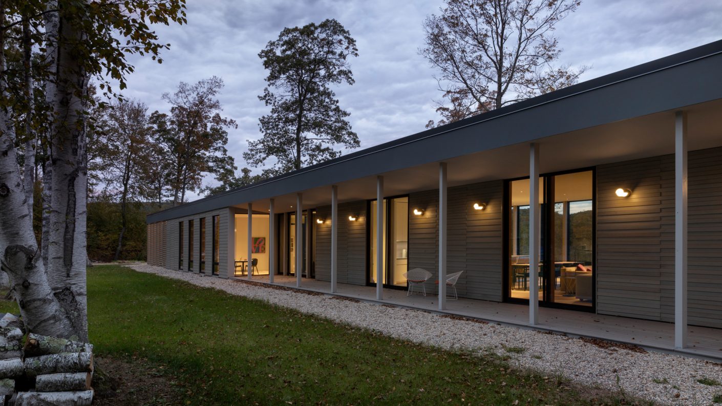 porch illuminated at night