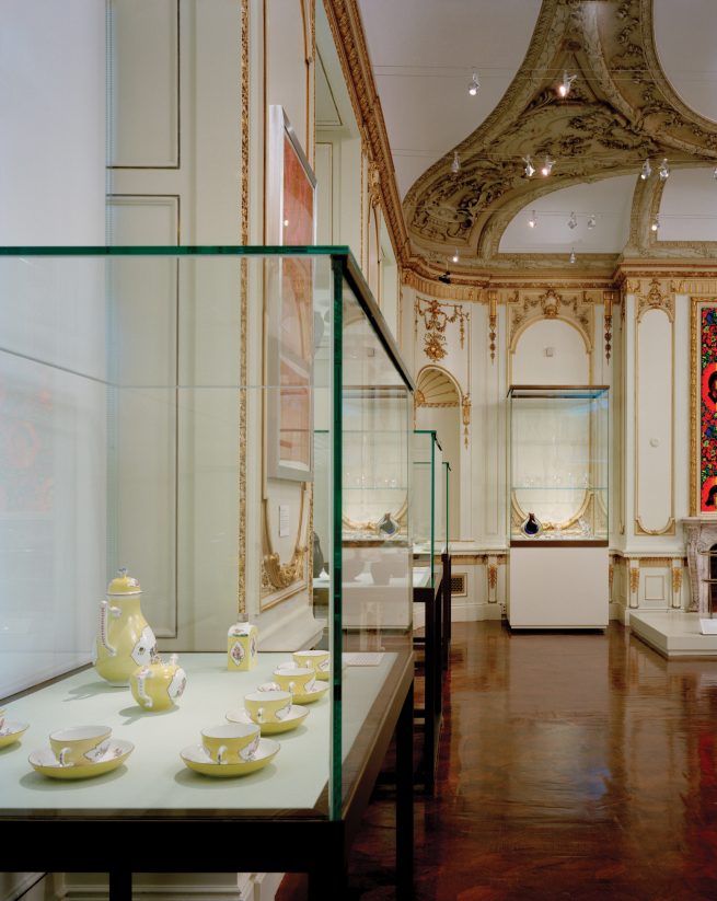 detail of craft on display cases