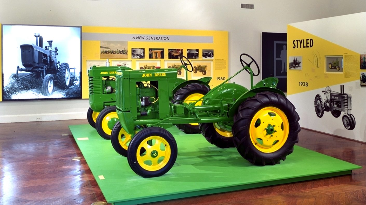 John Deere tractors on display