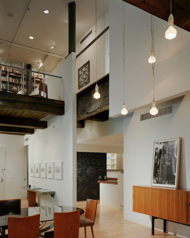 View of dining room in Desbrosses loft