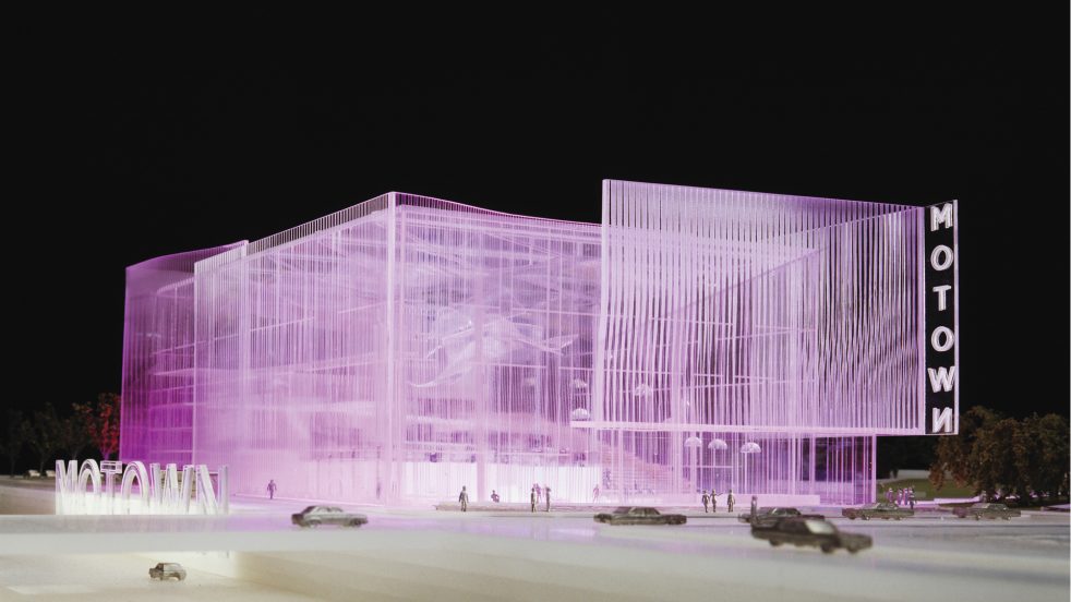 purple hue acrylic model of Motown Center