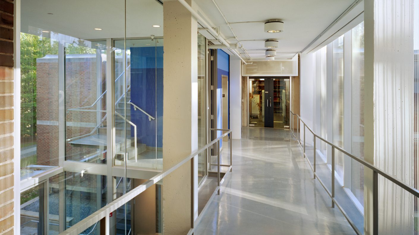 hallway through addition to administrative wing