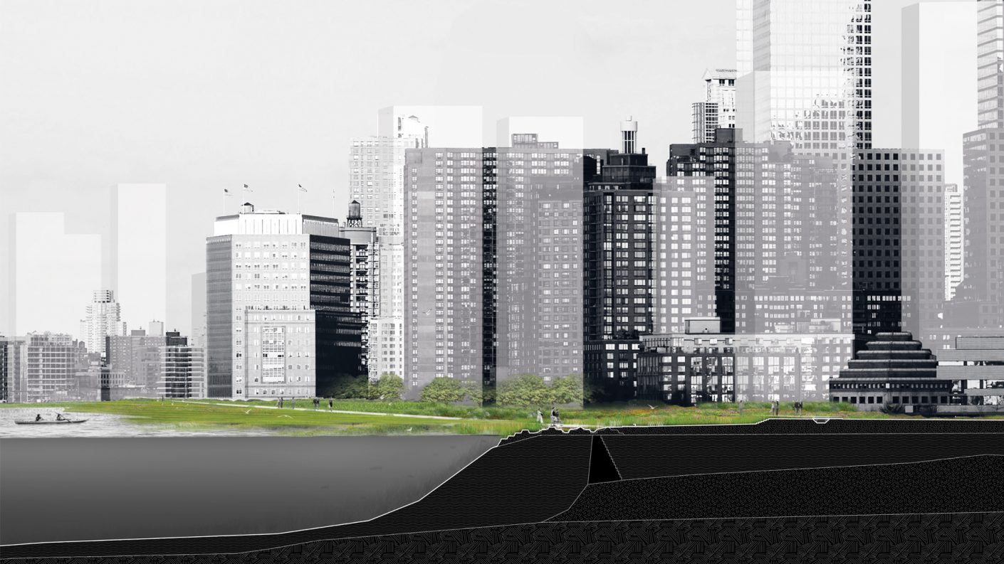 section cut of proposed urban estuaries