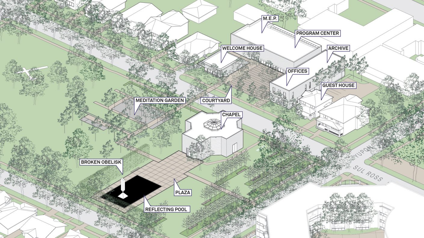 axonometric site plan of proposed Rothko Chapel campus