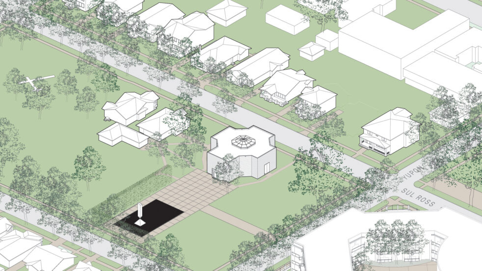 axonometric site plan of existing Rothko Chapel