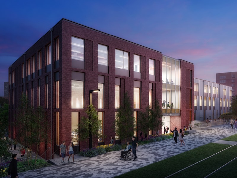 Rendering of Milgard Hall from the Prairie Line Trial