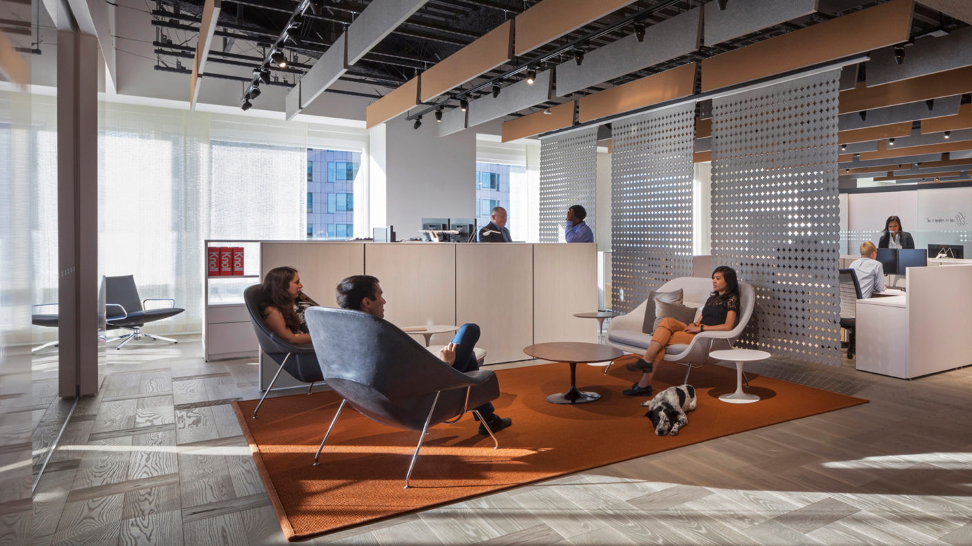 Meeting area at Knoll LA, featuring ARO Baffle and ARO Array