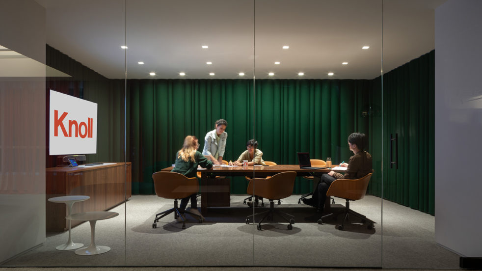 Felt-lined conference room at Knoll NY