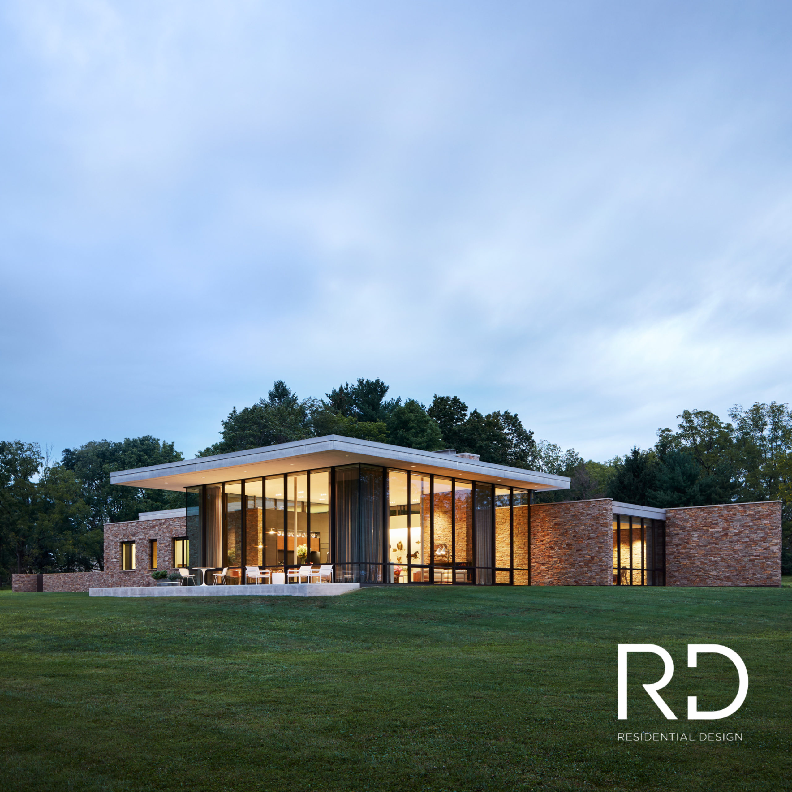 View of Bucks County Residence at dusk