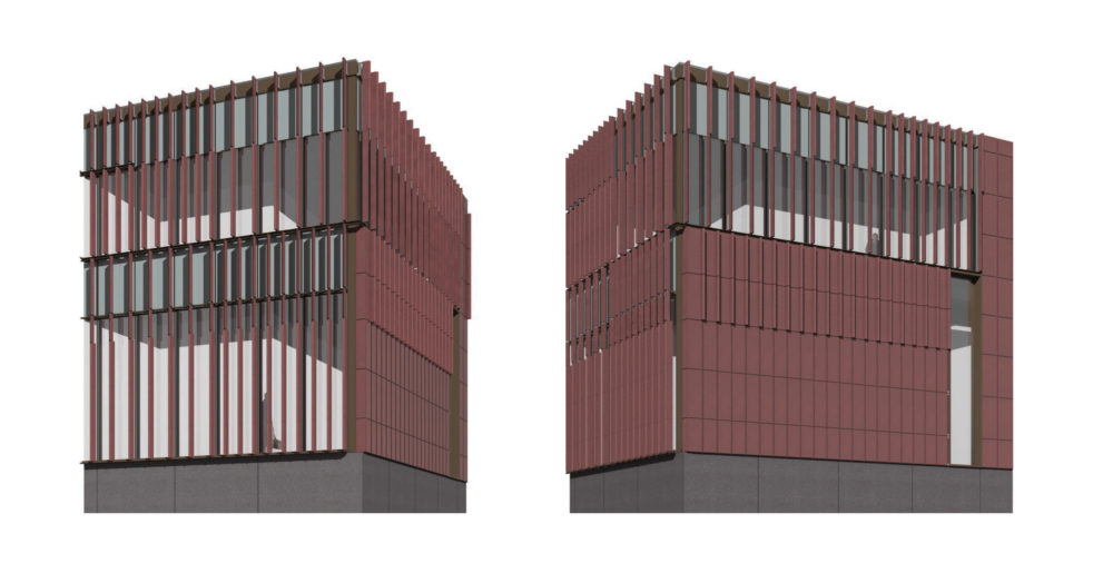 3D model of a facade made of terra cotta baguettes