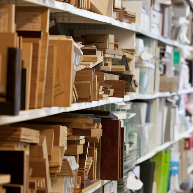 Photo of wood samples in ARO's material library