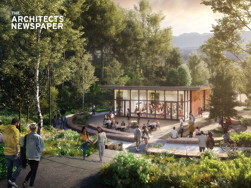 Rendering of the landscaped terrace at the new Frederic Church Center for Art and Landscape