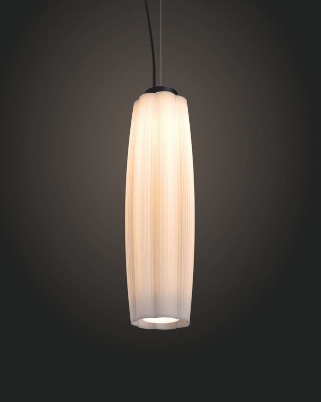 Architecture Research Office Series Light Pendants - NImbaro. White pendant lamp on a grey background.